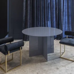 Tavolo da pranzo rotondo blu Across*Secondome Edizioni Discount