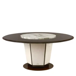 Tavolo da pranzo rotondo in legno e metallo con inserto in marmo Lazy Susan*Franco Bianchini Best