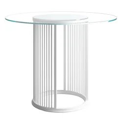 Tavolo da pranzo rotondo per esterni White Aura con piano in vetro*Galbiati Fratelli Hot