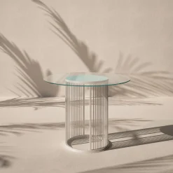 Tavolo da pranzo rotondo per esterni White Aura con piano in vetro*Galbiati Fratelli Hot