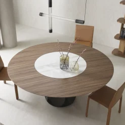 Tavolo da pranzo Tulipano in noce Canaletto e ceramica Calacatta*Morica Design Hot