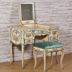 Tavolo da Toilette In Stile Genovese Dipinto a Mano con Sgabello*Vangelista 1960 Best
