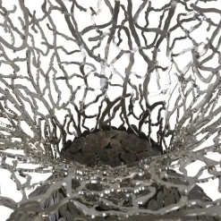 Tavolo Goldenart in vetro e metallo argentato*IDL Discount