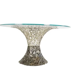 Tavolo Goldenart in vetro e metallo argentato*IDL Discount