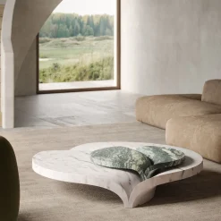 Tavolo Luna in marmo verde Luana e bianco Carrara*MMairo