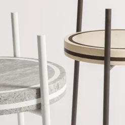 Tavolo Oblivion piccolo rotondo in travertino marrone*Giobagnara Outlet