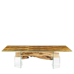 TAVOLO PORTOFINO RETTANGOLARE GLASS&WOOD IN LEGNO D'ULIVO*VGnewtrend Clearance