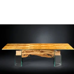 TAVOLO PORTOFINO RETTANGOLARE GLASS&WOOD IN LEGNO D'ULIVO*VGnewtrend Clearance
