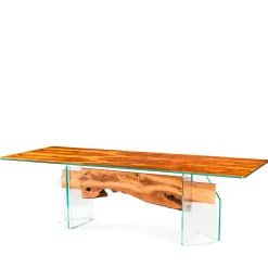 TAVOLO PORTOFINO RETTANGOLARE GLASS&WOOD IN LEGNO D'ULIVO*VGnewtrend Clearance