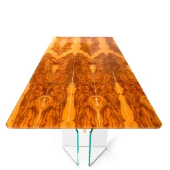 TAVOLO PORTOFINO RETTANGOLARE GLASS&WOOD IN LEGNO D'ULIVO*VGnewtrend Clearance