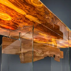 TAVOLO PORTOFINO RETTANGOLARE GLASS&WOOD IN LEGNO D'ULIVO*VGnewtrend Clearance