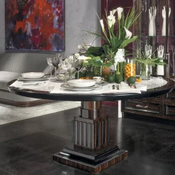 Tavolo rotondo in ebano e marmo*Provasi Outlet