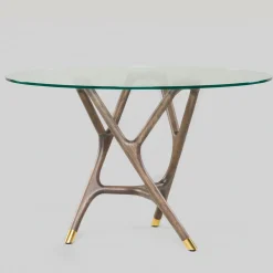Tavolo rotondo Joyce in legno e vetro*Morelato Online