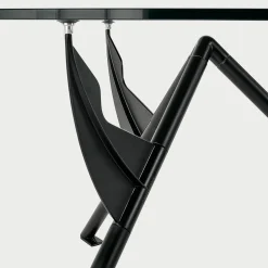 Tavolo rotondo President M con piano in vetro e base in metallo nero*Baleri Italia Discount