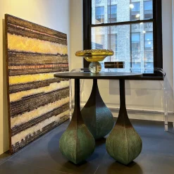 Tavolo Tondo Chess a 3 Gambe in Metallo con Finitura Sfumata*Cesare Ferrari Atelier Hot