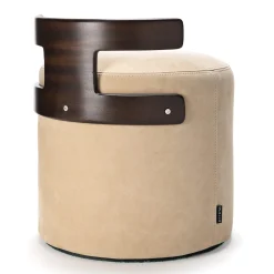 T-Pouf in pelle bianco crema con schienale*Exteta Clearance