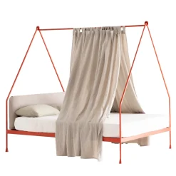 Vetta Letto Matrimoniale con Baldacchino in Ferro Arancione di Luca Madonini*Lispi Best