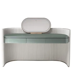 Walter Vanity Unit in Pelle Bianca e Legno Azzurro Chiaro*Visionnaire New