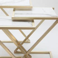 Zumm Zum Zu Set di 3 tavolini da nido in marmo bianco*Francesco Della Femina Hot